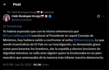 Cielo Rusinque cuestionó el primer