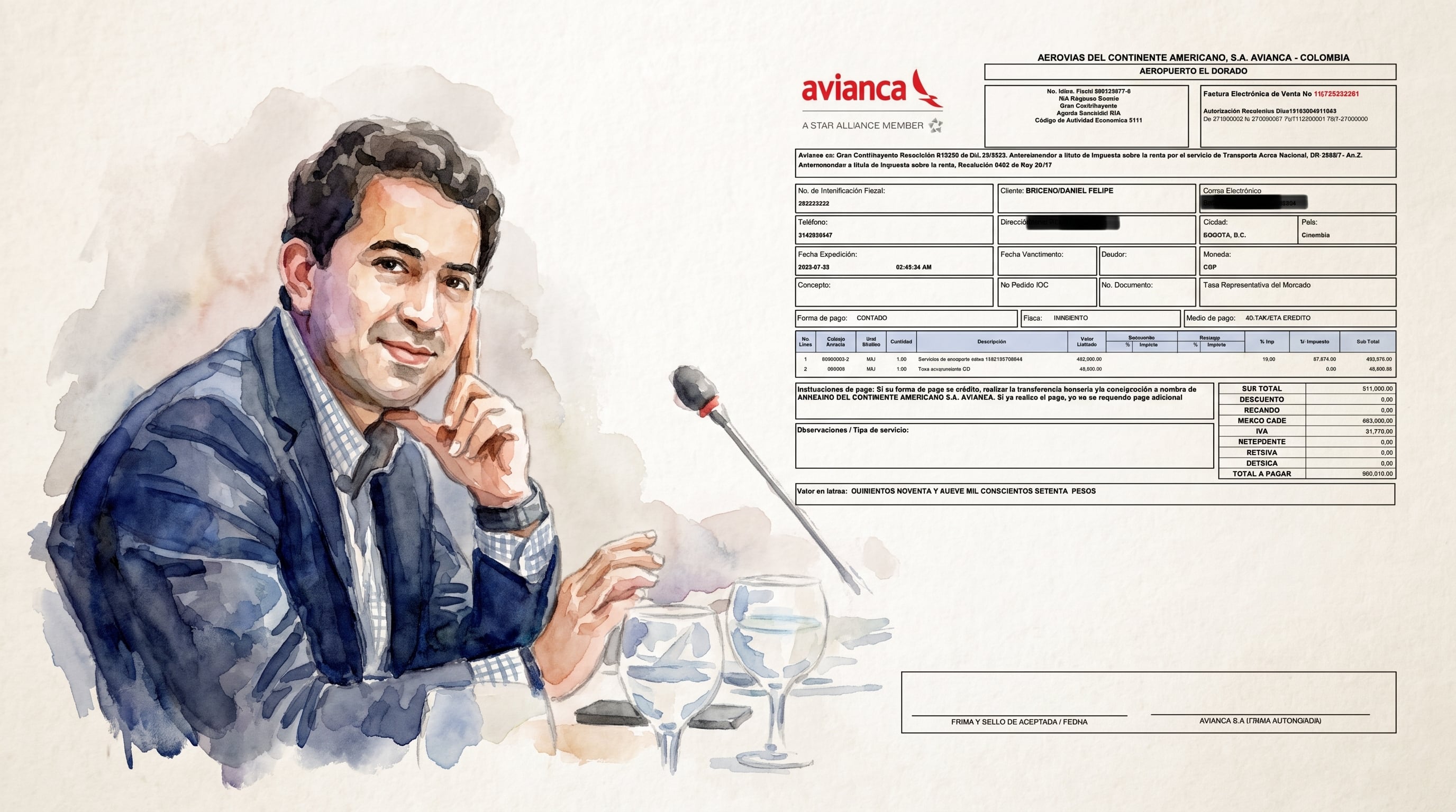 Daniel Briceño compartió la compra de su tiquete para asistir al acto de posesión presidencial de Abelardo de la Espriella: “No se lo pedí al Congreso”