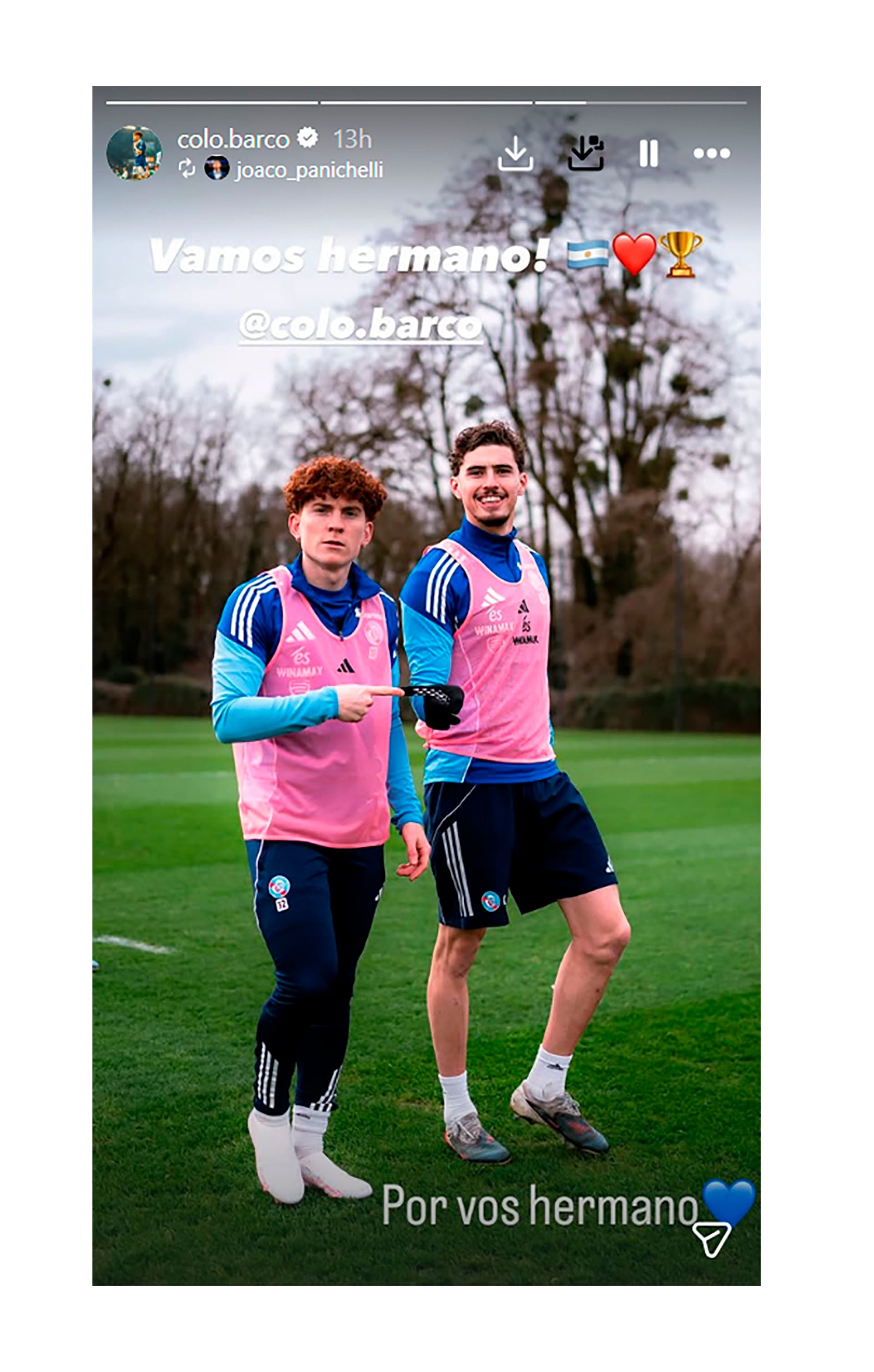 El Colo Barco le agradeció el apoyo a Joaquín Panichelli (Instagram)