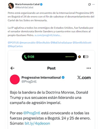 La senadora María Fernanda Cabal