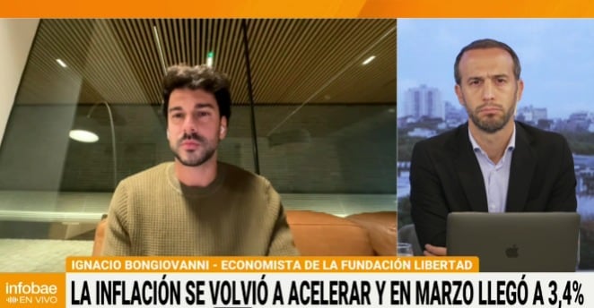 La inflación de marzo en Argentina se ubicó en 3,4% con aumentos marcados en sectores como educación, transporte y carne, según el Indec (Captura de video)