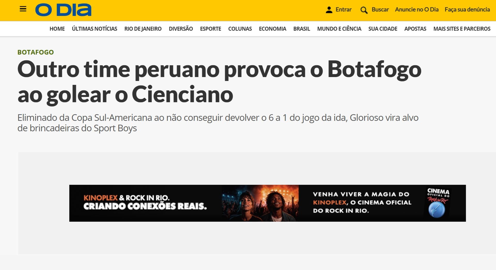El contundente 5-1 de Sport Boys ante Cienciano generó repercusión en la prensa brasileña, que recordó la eliminación de Botafogo y aprovechó el resultado para lanzar nuevas críticas al equipo carioca. (Sport Boys)