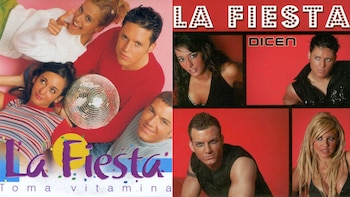 Portada de los dos discos de La Fiesta, 'Toma Vitamina' (2002) y 'Dicen' (2003).
