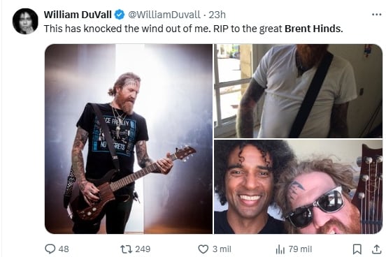 William Duvall, guitarrista de Alice in Chains, fue uno de los músicos en rendir homenaje a Brent @WilliamDuvall