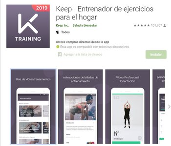 aplicación de fitness keep