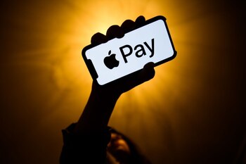 In this photo illustration the Apple Pay logo is seen displayed on smartphone screen in this illustration photo taken in Poland on February 19, 2020. (Photo by Jakub Porzycki/NurPhoto via Getty Images)
