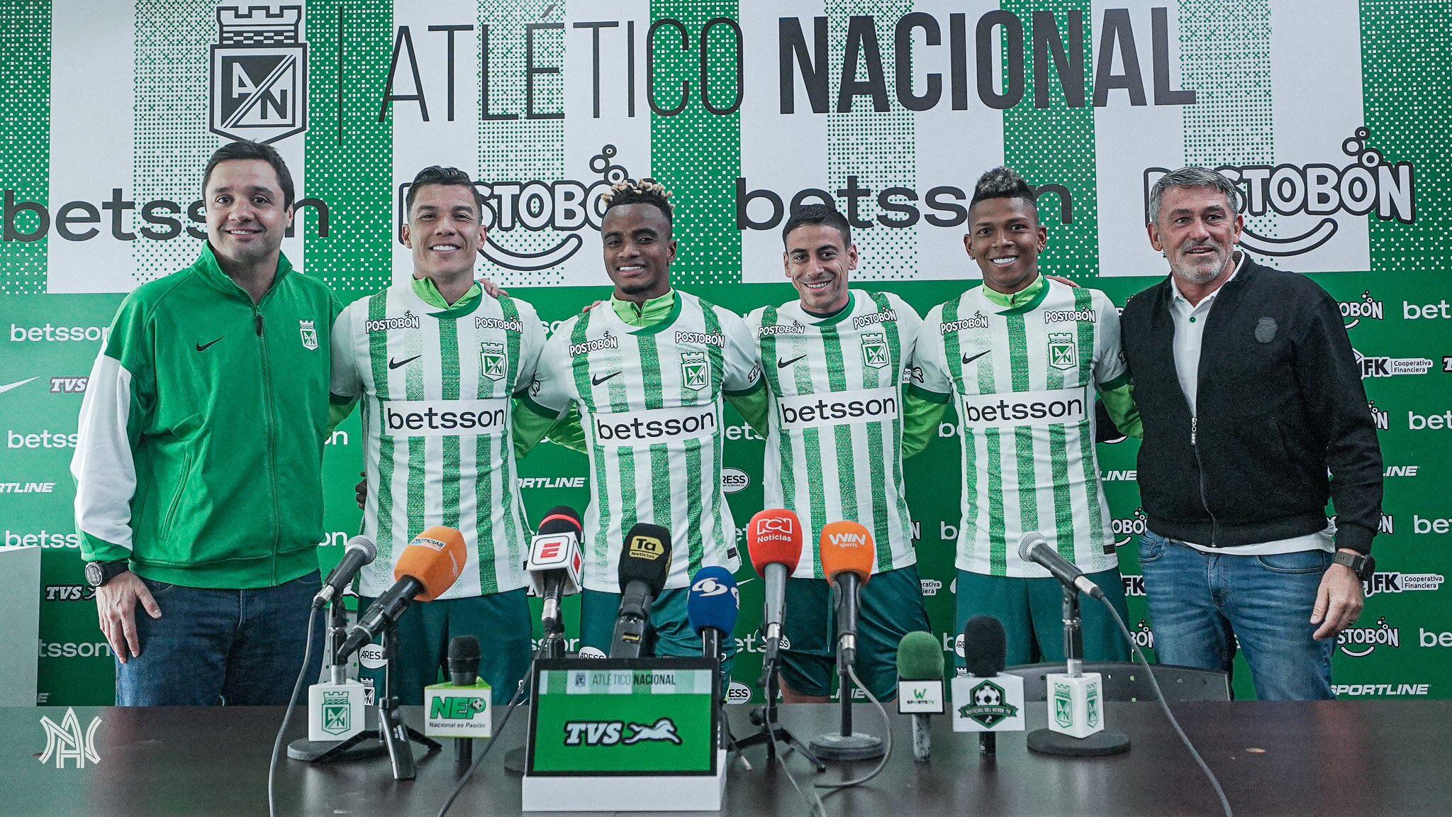 Atlético Nacional presentó a sus fichajes Faber Gil, Billy Arce, Camilo Cándido y Matheus Uribe - crédito Atlético Nacional