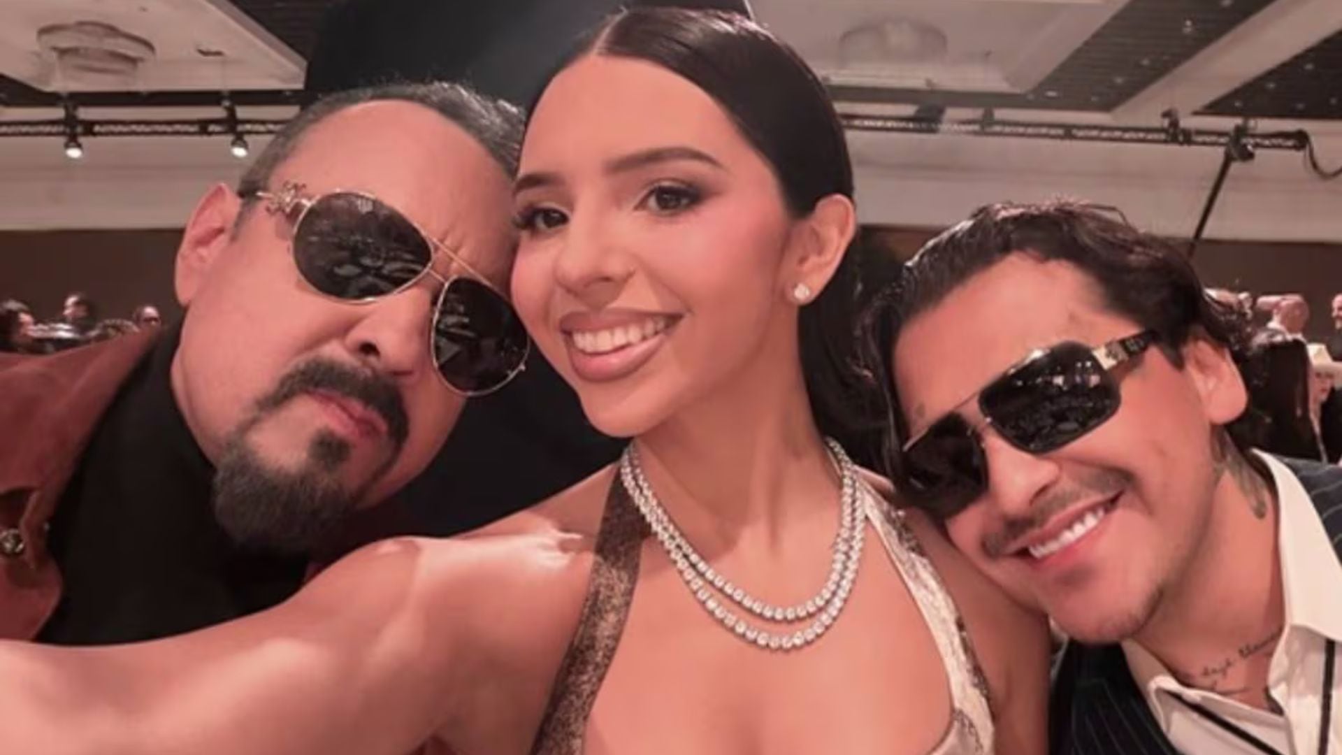 Pepe Aguilar, Christian Nodal, Ángela Aguilar. (Redes sociales)