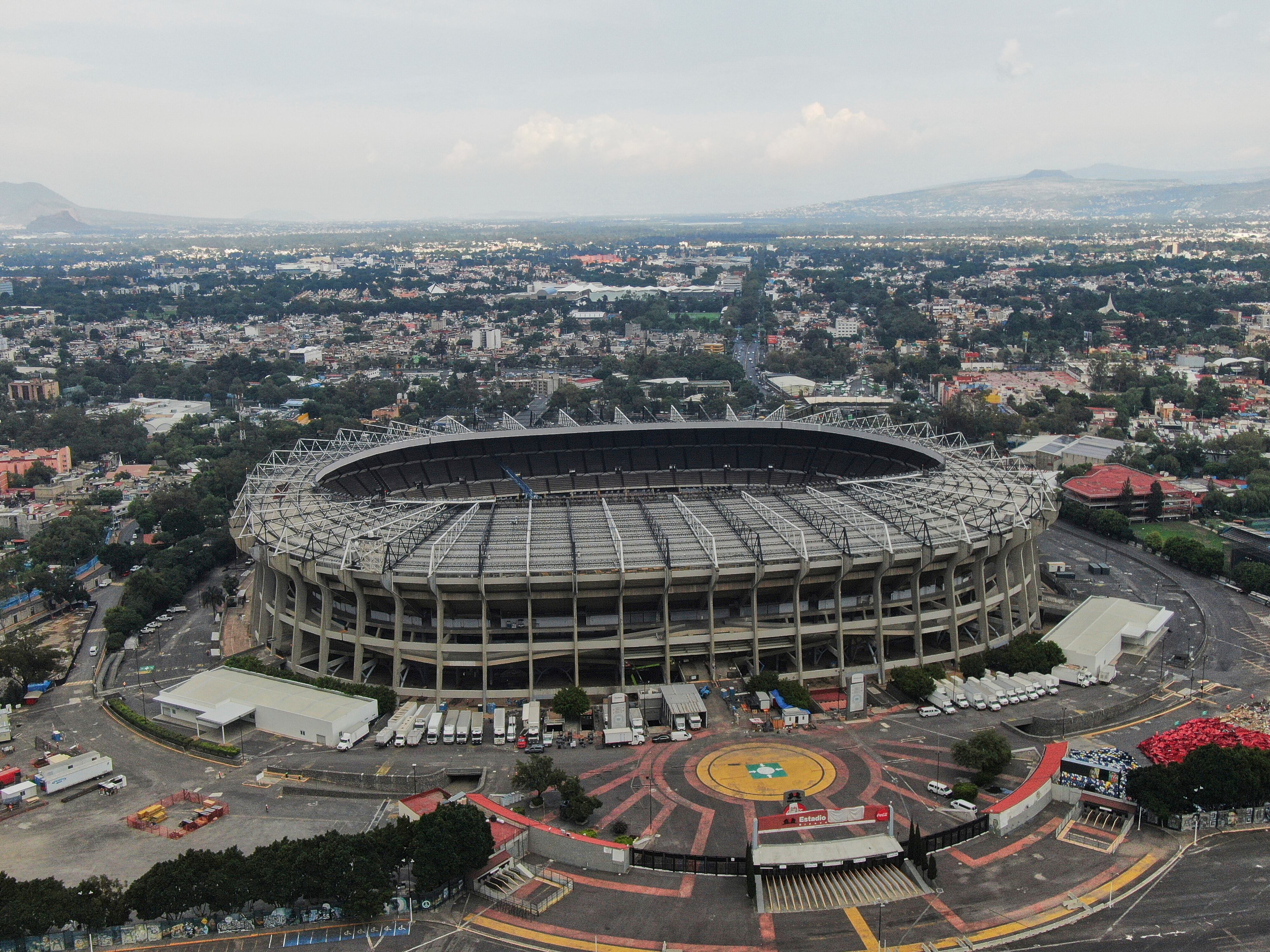 La foto del miércoles 11 de junio de 2025 muestra el estadio Azteca en Ciudad de México (AP Foto/Fernando Llano)