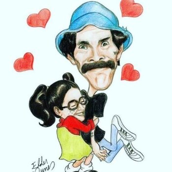 La actriz mostró una caricatura