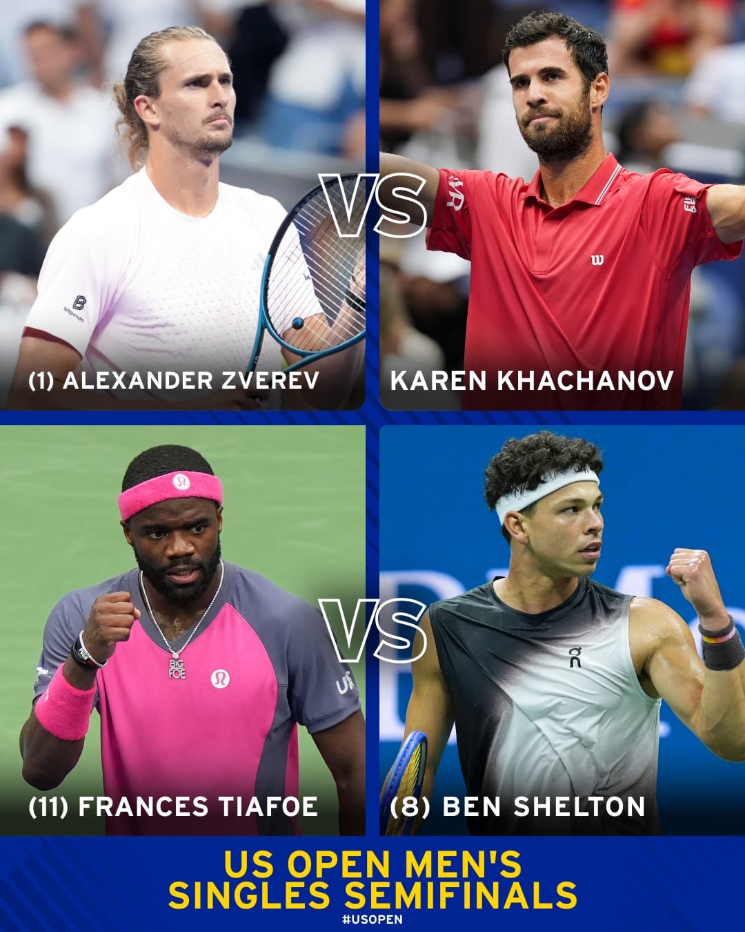 Semifinales confirmadas en el cuadro masculino del US Open 2026. Crédito: Instagram US Open.