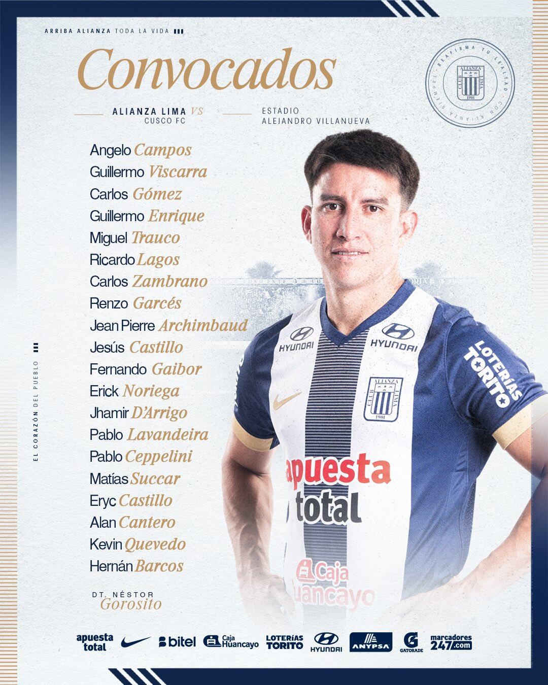 Los elegidos por Néstor Gorosito para enfrentar a Cusco FC por la fecha 1 del Torneo Apertura 2025.
