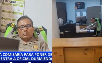Graban momento en que ven a policía durmiendo en comisaría del Callao.