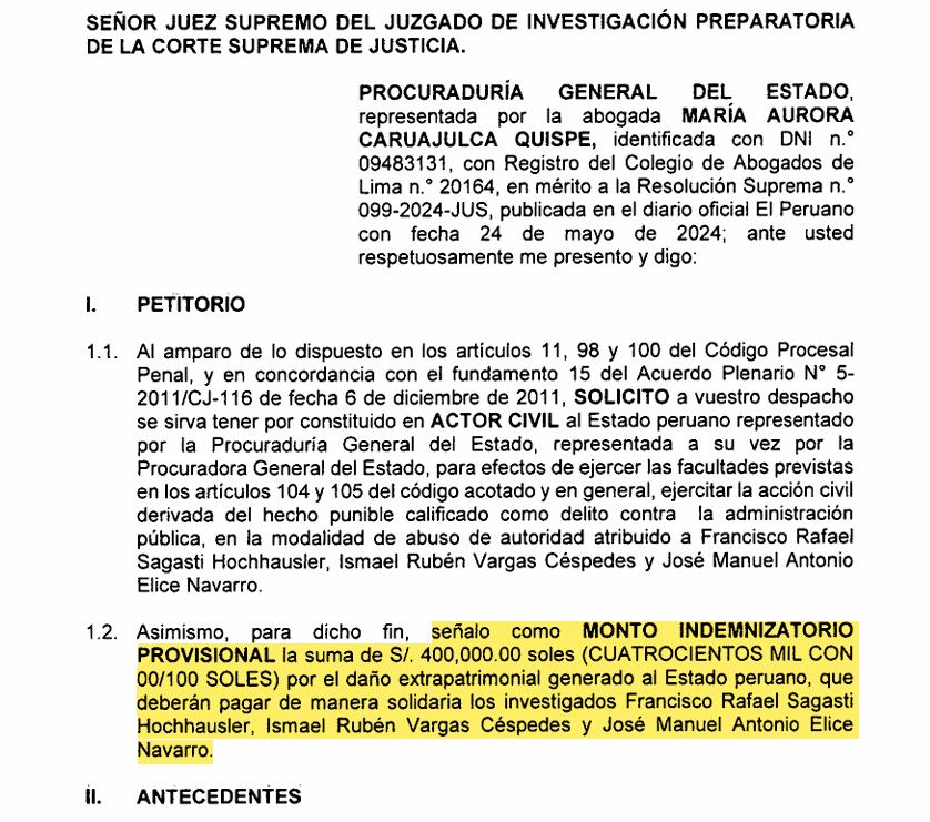 Piden que Francisco Sagasti pague 400 mil soles de reparación civil.