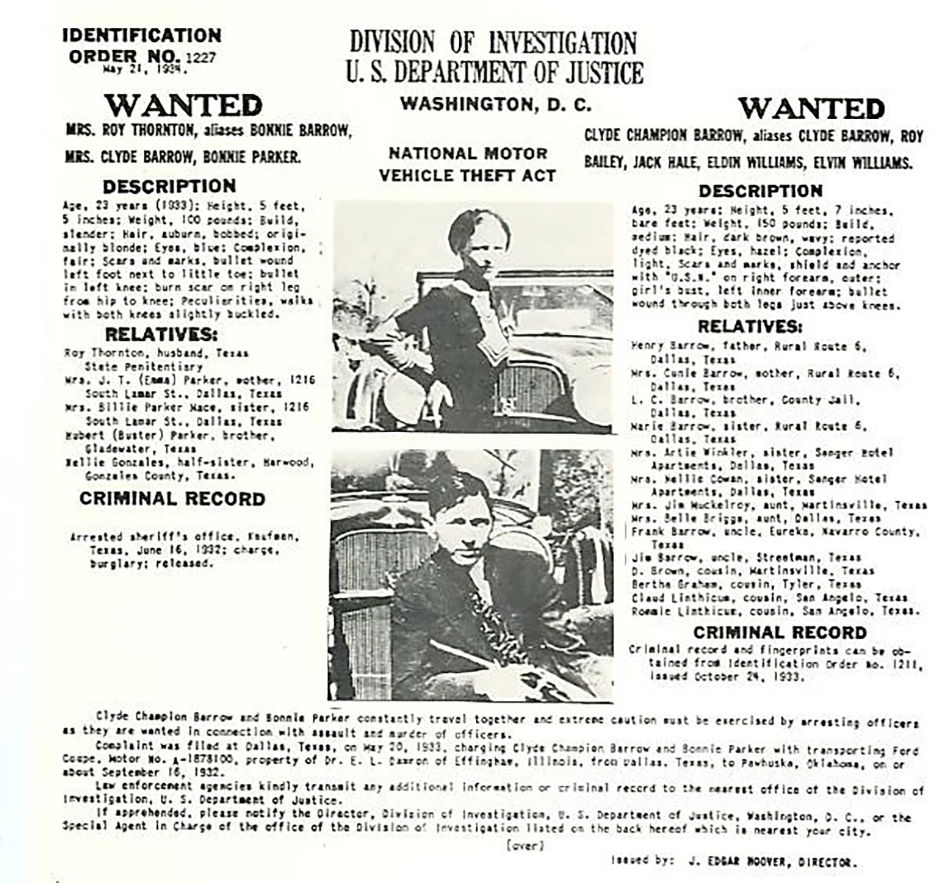 El asesinato de oficiales y civiles durante la huida de Bonnie y Clyde llevó a un cambio radical en la percepción pública y la presión sobre las autoridades (FBI)