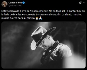 Carlos Vives no solo recordó a un colega, sino que reafirmó el valor de la música como puente para la memoria. - crédito @carlosvives/X