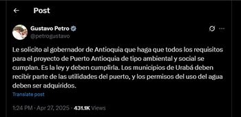 Gustavo Petro solicitó al