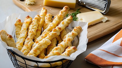 Receta de grisines de queso, rápida y fácil