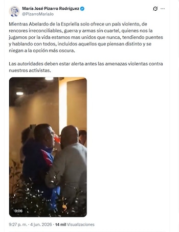 La congresista María José Pizarro, directora de debate del equipo de campaña de Iván Cepeda, reprochó la acción por parte del escolta - crédito @PizarroMariaJo/X