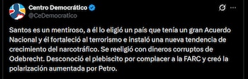 Centro Democrático - crédito @CeDemocratico/X
