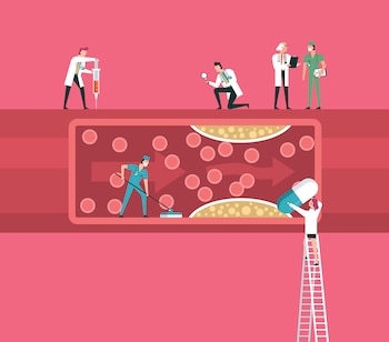 Team of doctors diagnose human blood Vessel