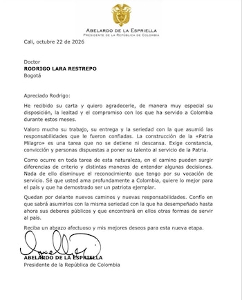 El mandatario Abelardo de la Espriella reconoció la existencia de diferencias de criterio durante la gestión de Rodrigo Lara - crédito @ABDELAESPRIELLA / X