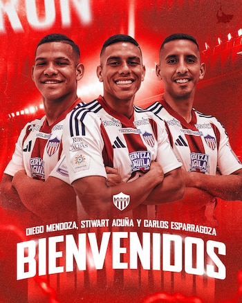 Diego Mendoza, Stiwart Acuña y Carlos Esparragoza son nuevos jugadores del Junior-crédito @JuniorClubSA/X