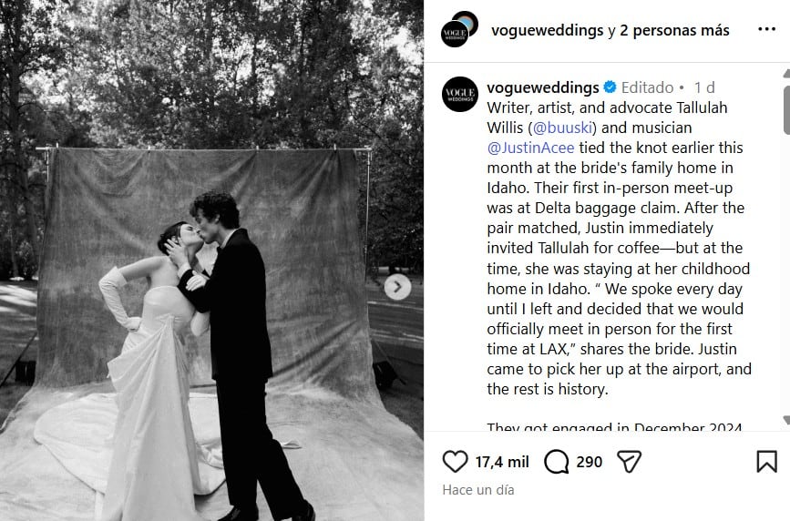 Tallulah y Justin Acee celebraron su boda en la propiedad familiar de la novia en Hailey, Idaho. (Captura de pantalla)