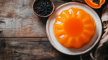 Gelatina con semillas de papaya,