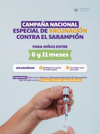 A campanha de vacinação infantil contra o sarampo (Minsal) terá início na sexta-feira, 10 de abril.