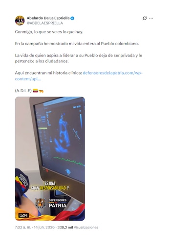 Abelardo de la Espriella habló de sus exámenes médicos
