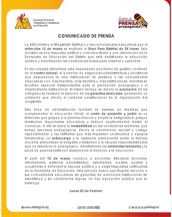 La Asociación Distrital de Educadores