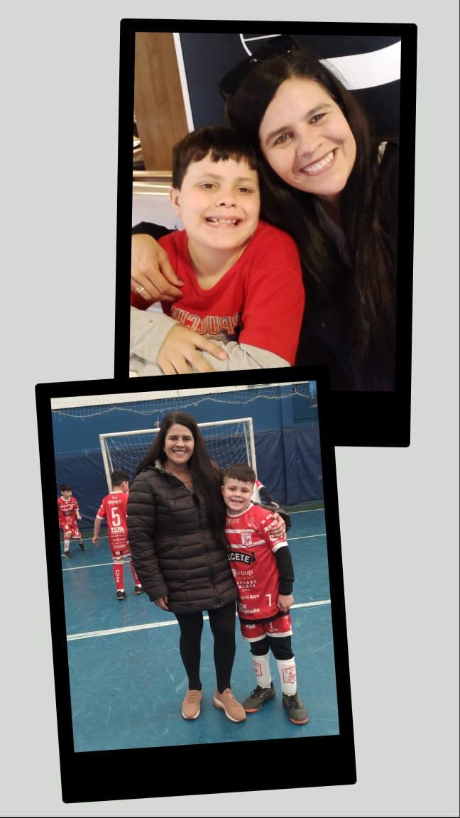 Con su nieto, Ayrton, de 9 años.