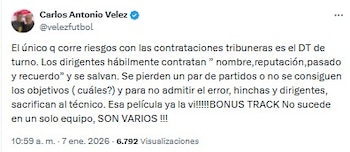 Carlos Antonio Vélez sobre regreso