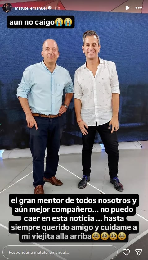 Bertolotti publicó un mensaje de despedida en sus redes sociales junto a una fotografía con su colega en los estudios del canal
