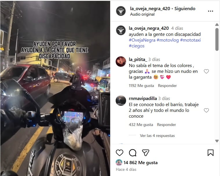 El joven se ganó el respeto de los usuarios en Instagram - crédito @la_oveja_negra_420/IG