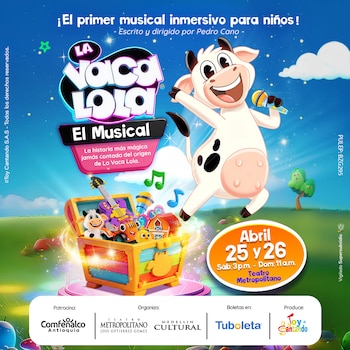 Las funciones únicas de La Vaca Lola en Medellín tendrán lugar en el Teatro Metropolitano los días 25 y 26 de abril.