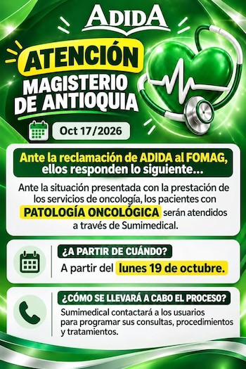 ADIDA informó que Sumimedical atenderá a los pacientes con patologías oncológicas desde el 19 de octubre. - crédito ADIDA