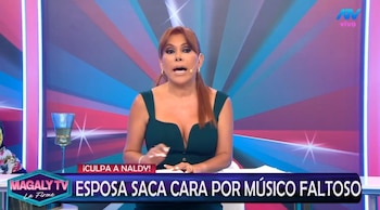 Naldy Saldaña negó romance con César Sánchez, pero su esposa responde con inesperada acusación. Captura: Magaly TV La Firme.