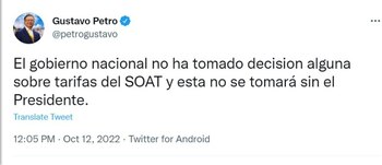 Precio del Soat: Petro dice