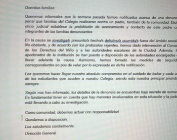 El comunicado que mandaron desde