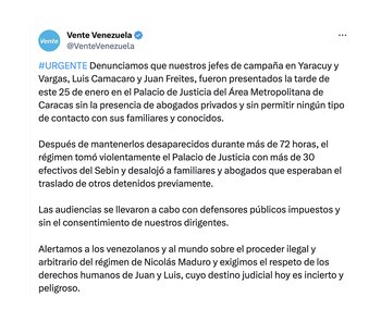 El mensaje de Vente Venezuela