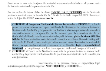 PJ ordena ejecutar sentencia que