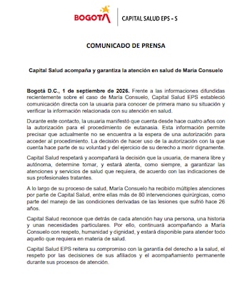Capital Salud también señaló que María Consuelo ha recibido múltiples atenciones, incluidas intervenciones quirúrgicas, como parte del manejo de las condiciones derivadas de las lesiones en su rostro - crédito Suministado infobae