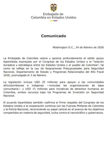 Estados Unidos reactiva ayudas económicas para Colombia por 40 millones de dólares en el presupuesto de 2026 - crédito Embajada de Estados Unidos en Colombia