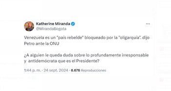 Katherine Miranda expresó su desacuerdo