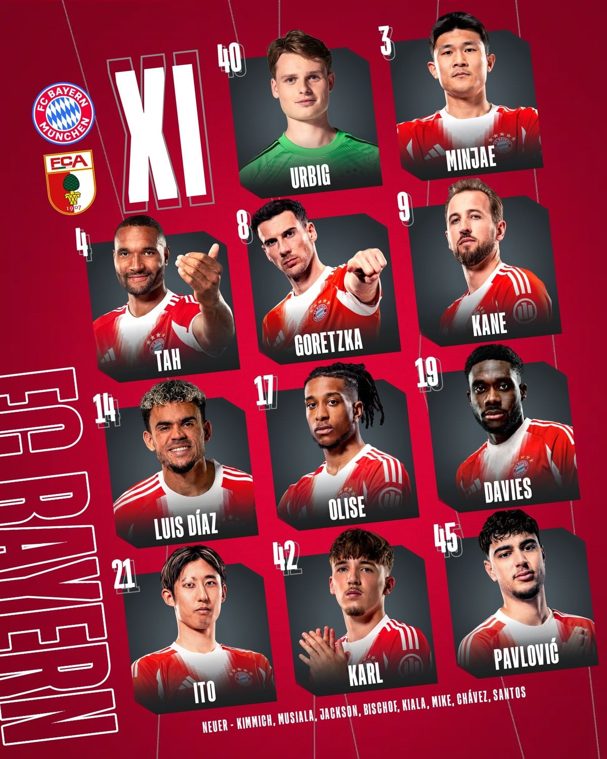 Estos son los 11 elegidos de Vincent Kompany para el duelo-crédito @FCBayern/X