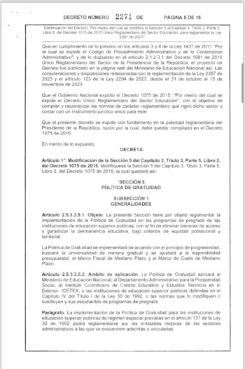 Decreto de gratuidad en educación