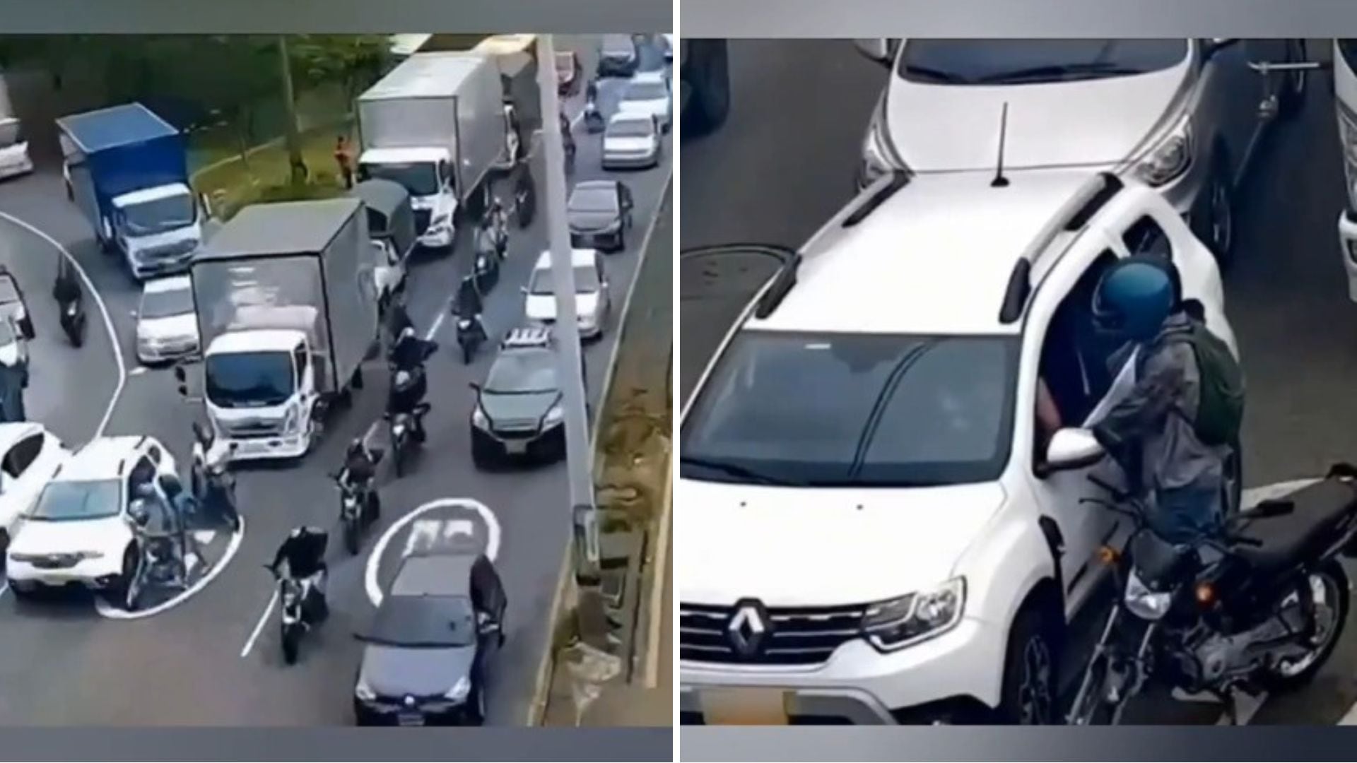 Medellín inmovilizó una motocicleta y aplicó dos comparendos tras la agresión a una mujer en la Autopista Norte - crédito Captura video Colombia Oscura