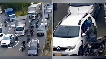 En video| Violencia vial en Medellín: Rastrean por toda la ciudad y retienen la moto de los agresores de una mujer
